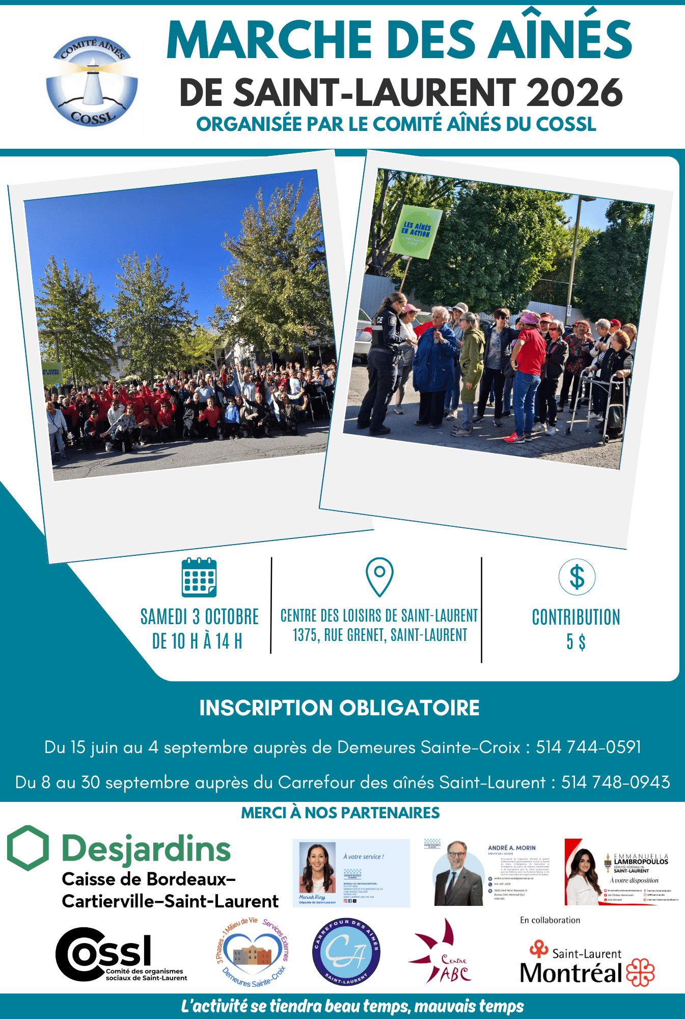Marche des aînés 3 octobre 2026 – Joignez vous à nous !