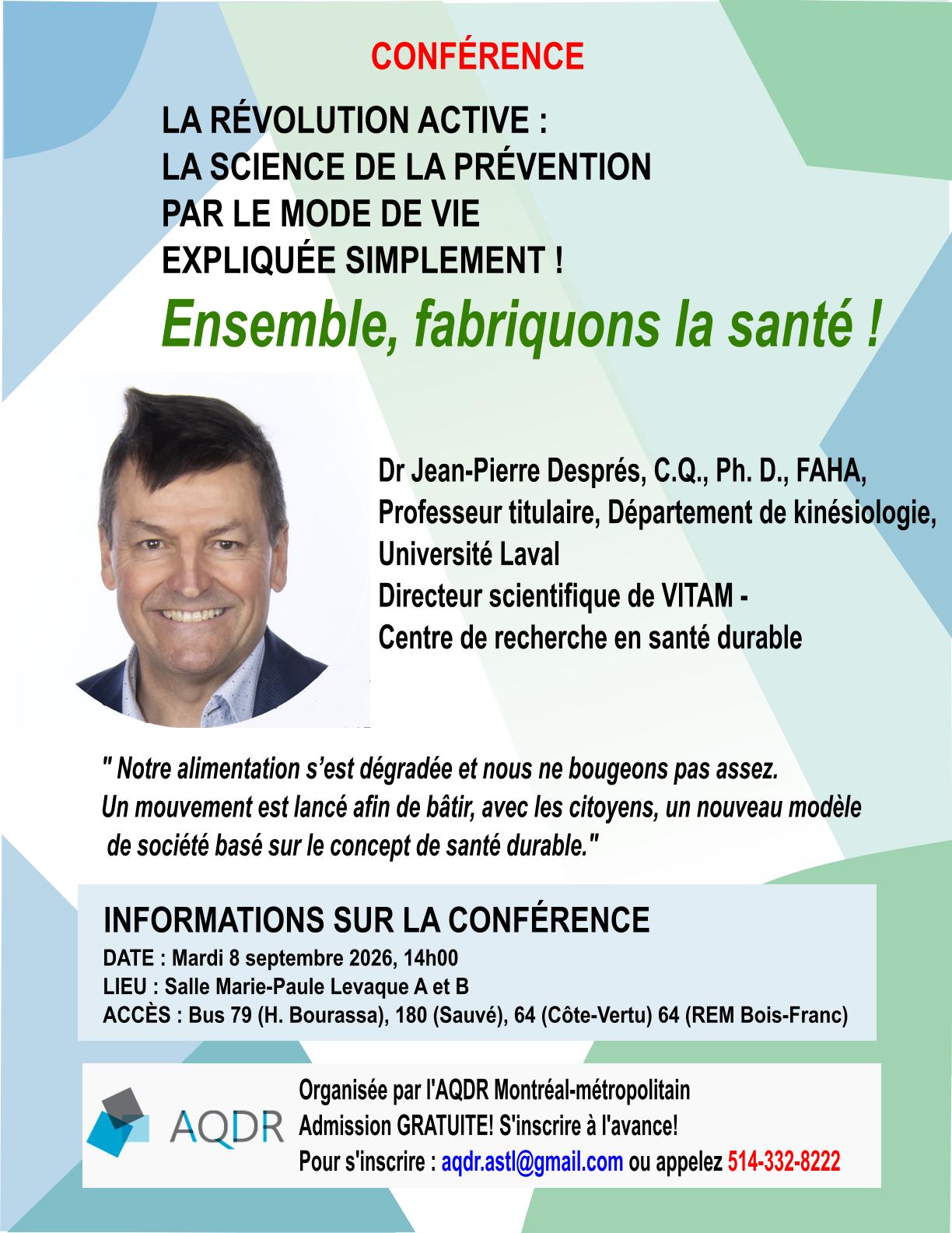 Conférence sur La révolution par le mode de vie expliquée simplement!